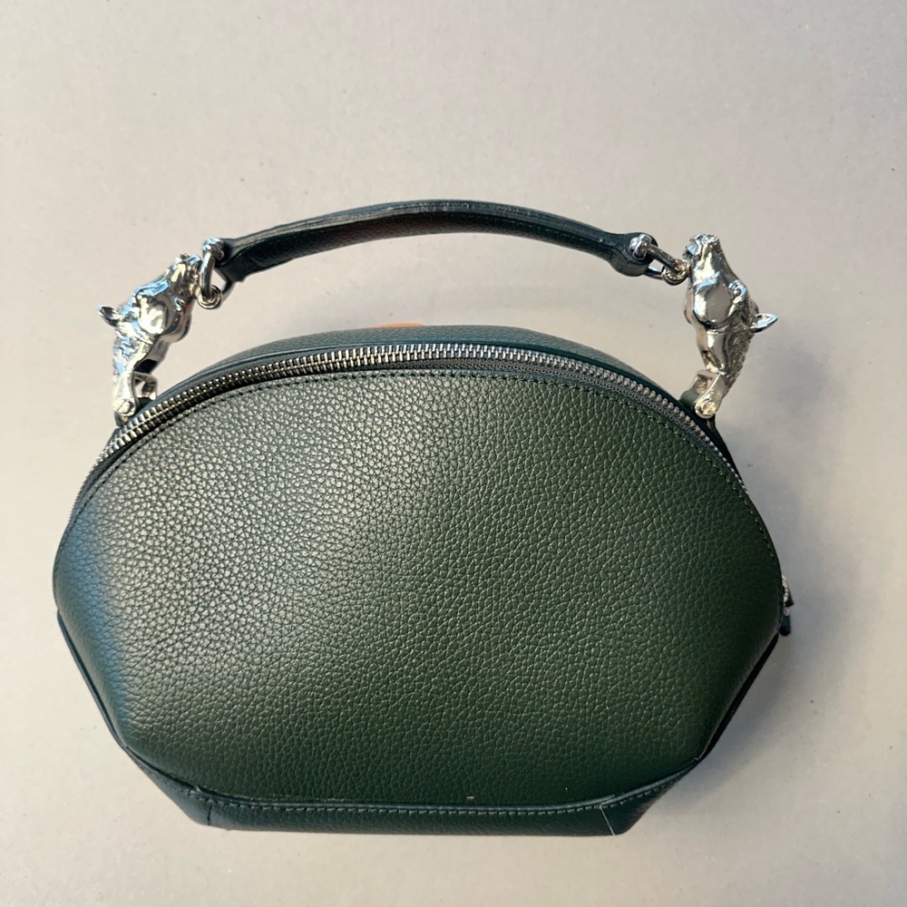 Elegant Green Mini Bag with Silver Details